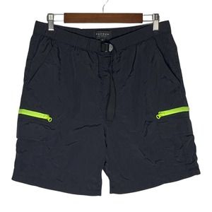 PacSun | Men | Black Neon Green Nylon Board Shorts | Size Medium